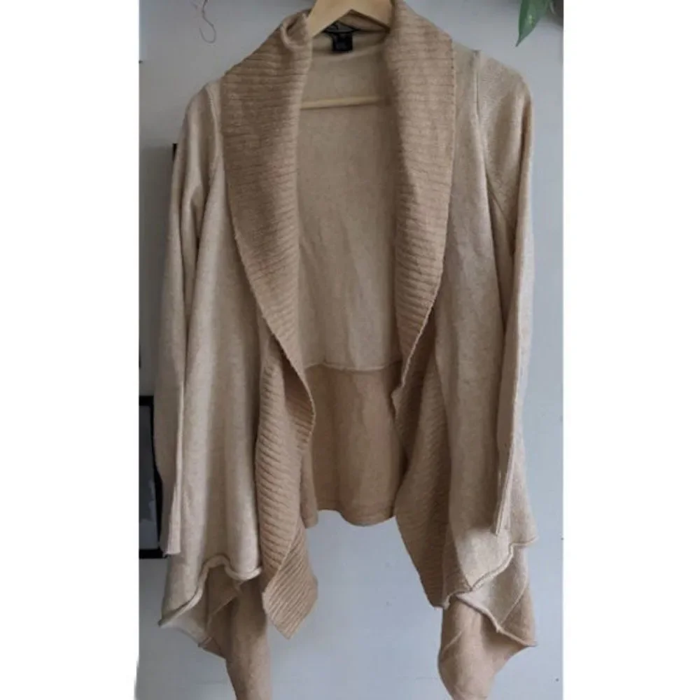 Love Stitch Cardigan Sweater Lagenlook Boho Drape Angora Knit Waterfall Small